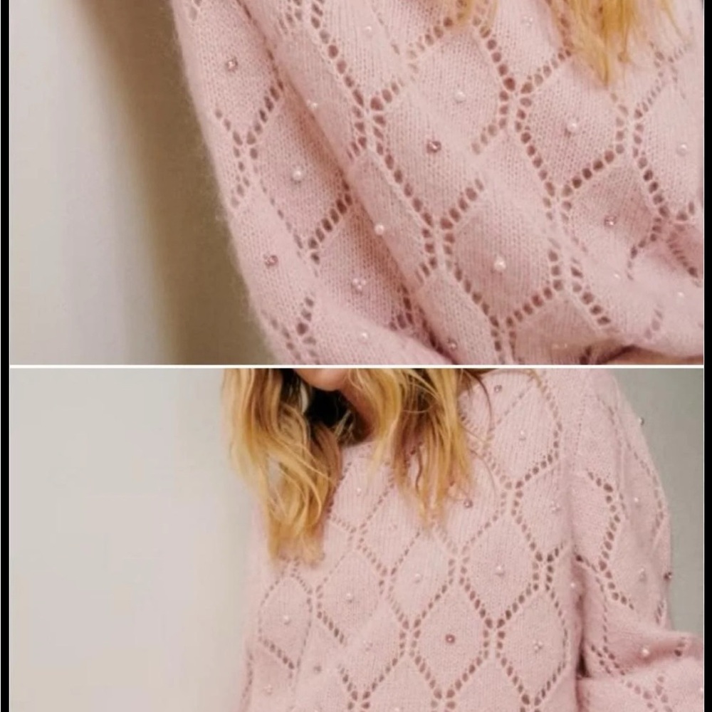 Sézane Federica - Elegant Pink Knit Sweater
